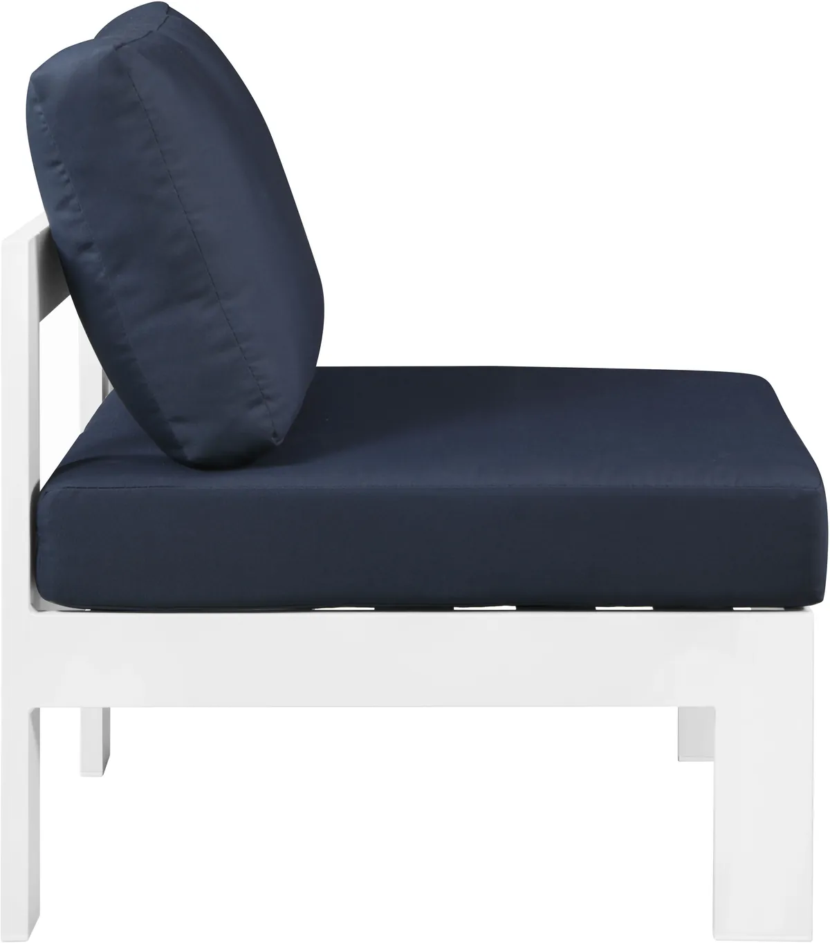 Nizuc - Outdoor Patio Armless Chair With White Frame - Navy