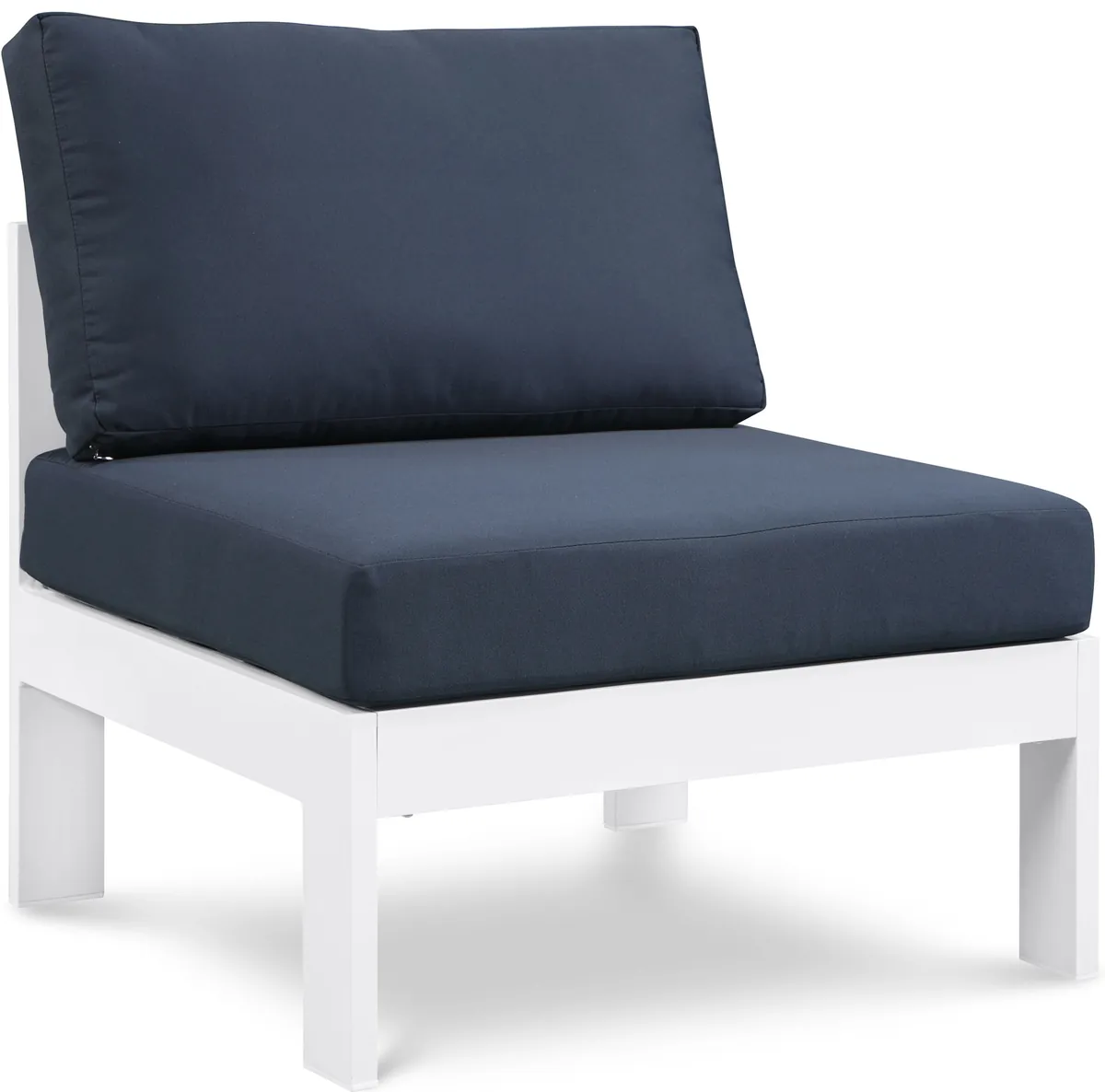 Nizuc - Outdoor Patio Armless Chair With White Frame - Navy