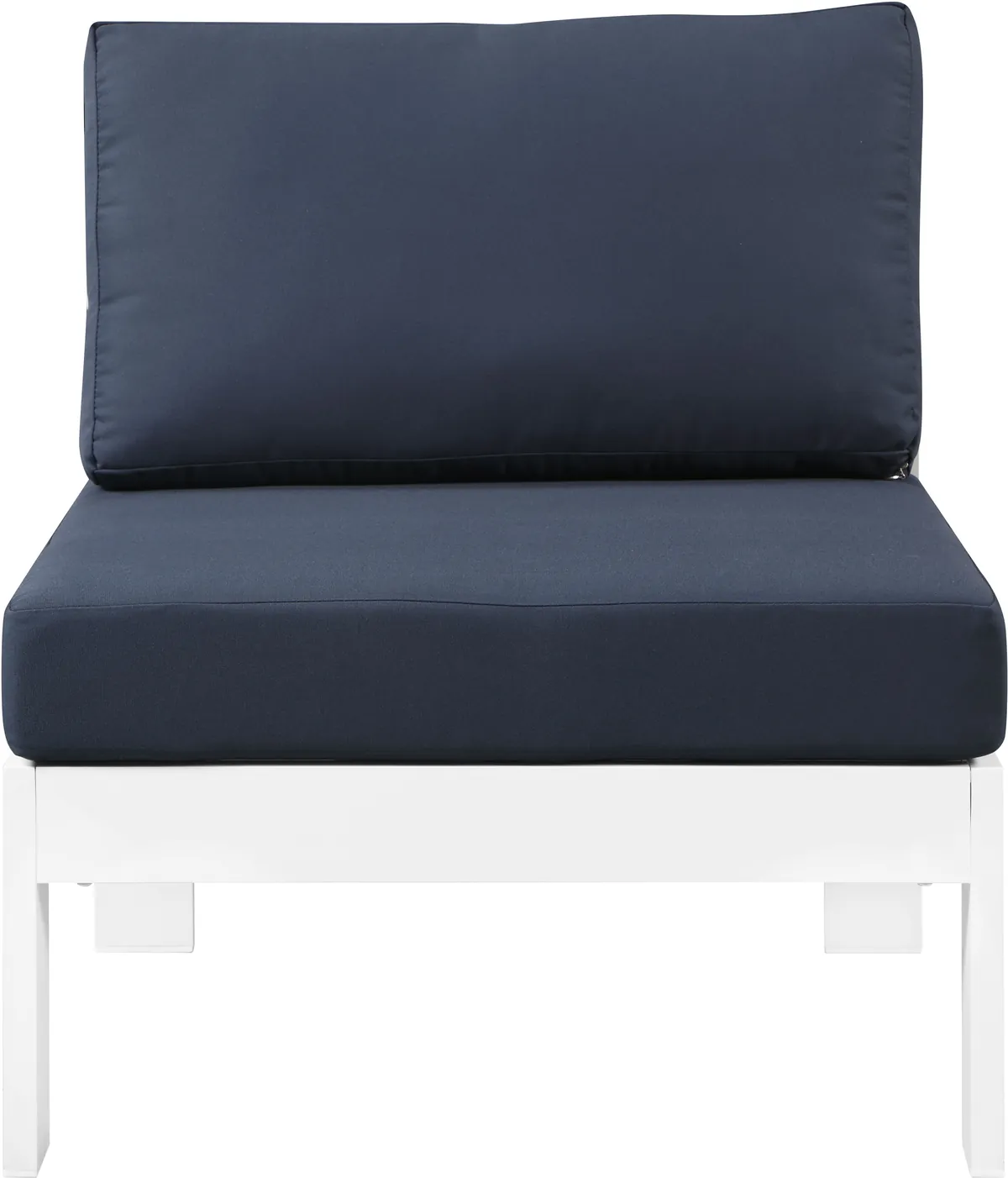 Nizuc - Outdoor Patio Armless Chair With White Frame - Navy