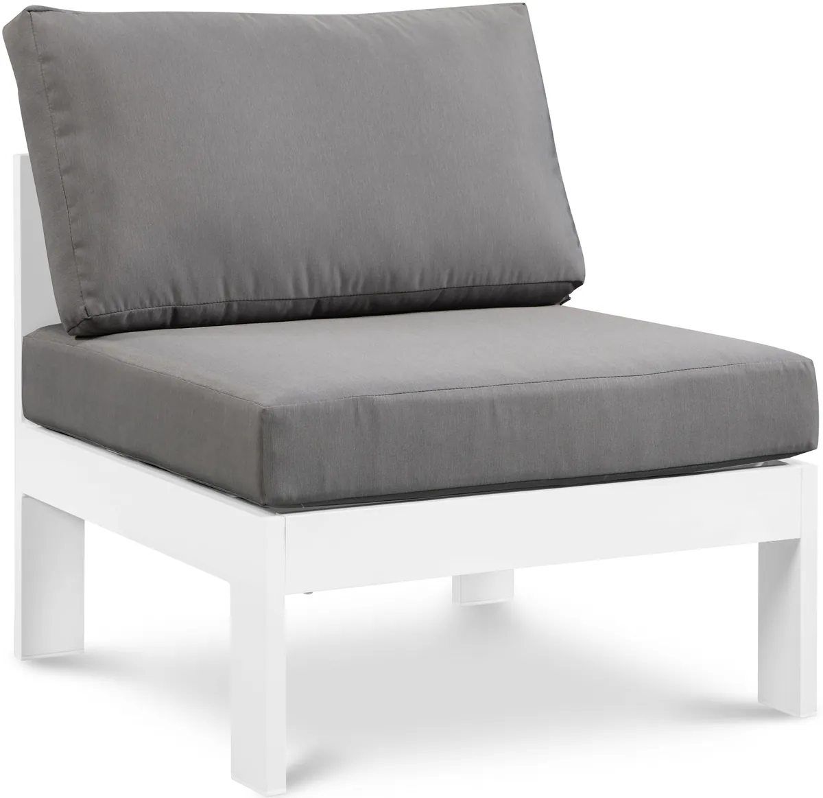 Nizuc - Outdoor Patio Armless Chair With White Frame - Gray