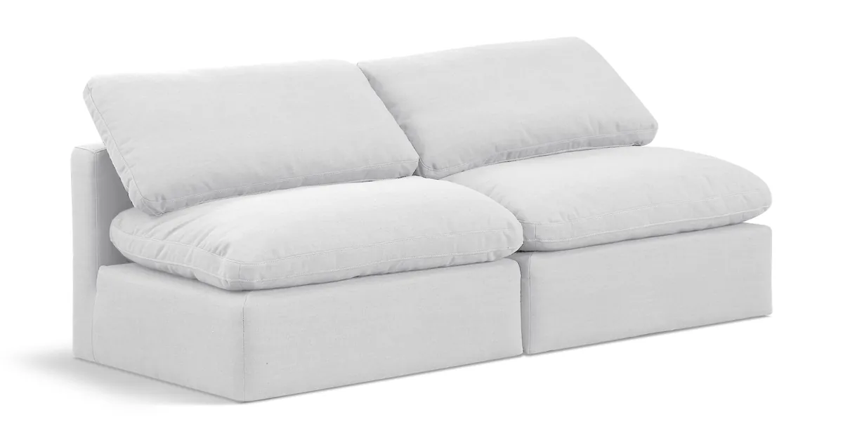 Indulge - Linen 2 Seat Modular Armless Sofa - White