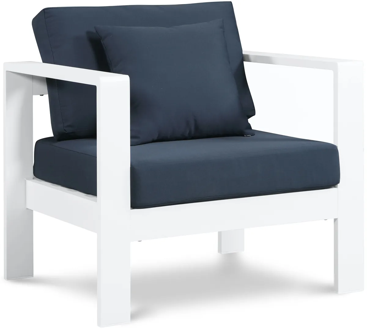 Nizuc - Outdoor Patio Arm Chair With White Frame - Navy