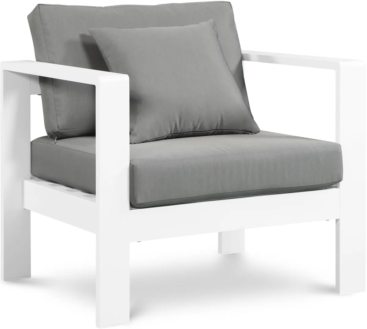 Nizuc - Outdoor Patio Arm Chair With White Frame - Gray