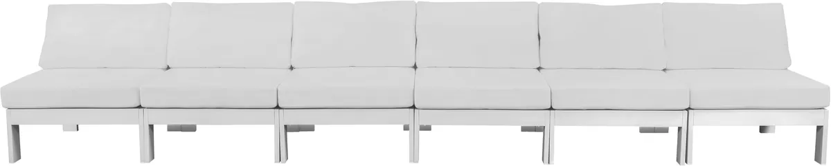 Nizuc - Outdoor Patio 6 Seat Armless Modular Sofa With White Frame - White