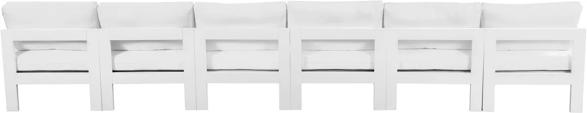 Nizuc - Outdoor Patio 6 Seat Armless Modular Sofa With White Frame - White
