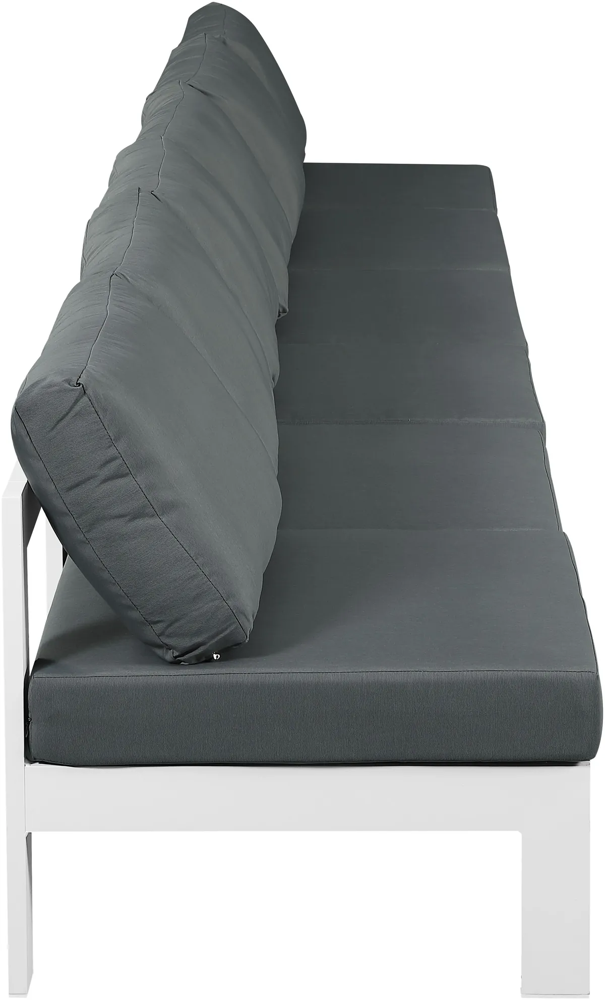 Nizuc - Outdoor Patio 6 Seat Armless Modular Sofa With White Frame - Gray