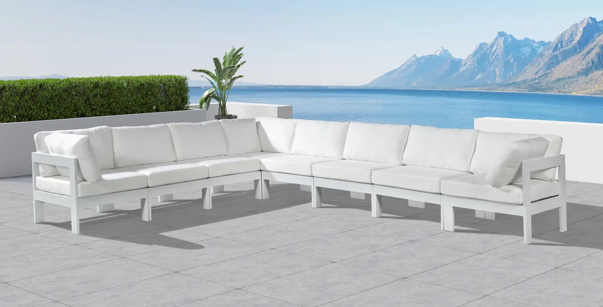 Nizuc - Outdoor Patio 8 Piece Modular Sectional With White Frame - White - View 2