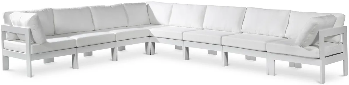 Nizuc - Outdoor Patio 8 Piece Modular Sectional With White Frame - White