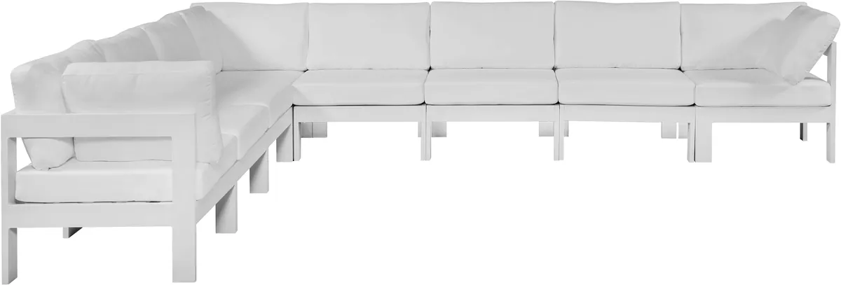 Nizuc - Outdoor Patio 8 Piece Modular Sectional With White Frame - White