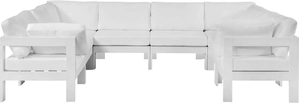 Nizuc - Outdoor Patio 8 Piece Modular U-Shaped Sectional With White Frame - White
