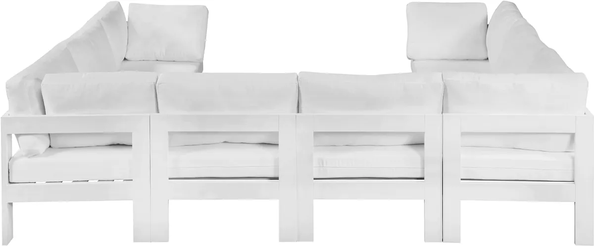 Nizuc - Outdoor Patio 8 Piece Modular U-Shaped Sectional With White Frame - White