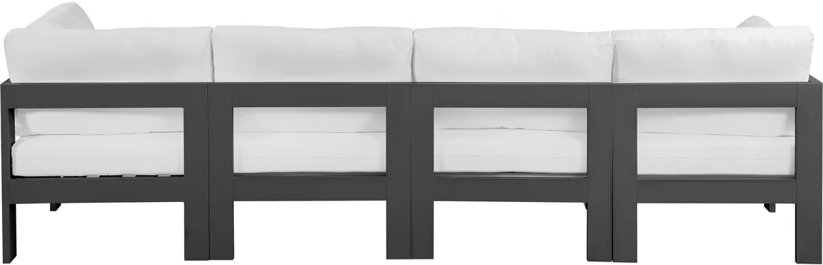 Nizuc - Outdoor Patio 4 Seat Modular Sofa With Gray Frame - White