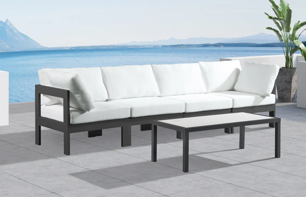 Nizuc - Outdoor Patio 4 Seat Modular Sofa With Gray Frame - White - View 2