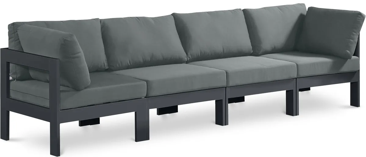Nizuc - Outdoor Patio 4 Seat Modular Sofa With Gray Frame - Gray
