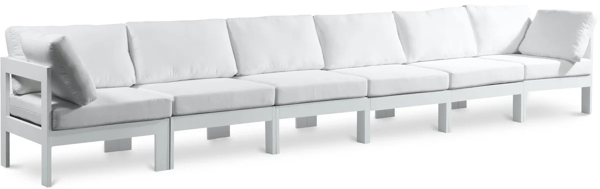 Nizuc - Outdoor Patio 6 Seat Modular Sofa With White Frame - White