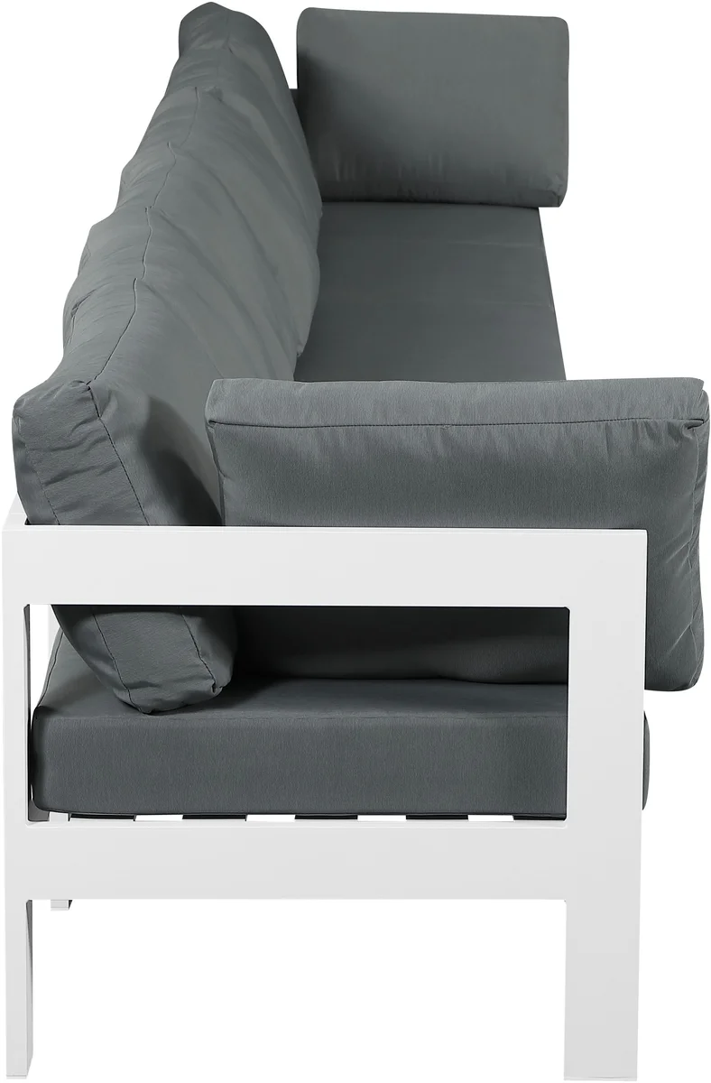 Nizuc - Outdoor Patio 6 Seat Modular Sofa With White Frame - Gray