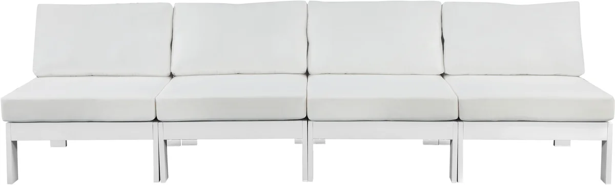 Nizuc - Outdoor Patio 4 Seat Armless Modular Sofa With White Frame - White