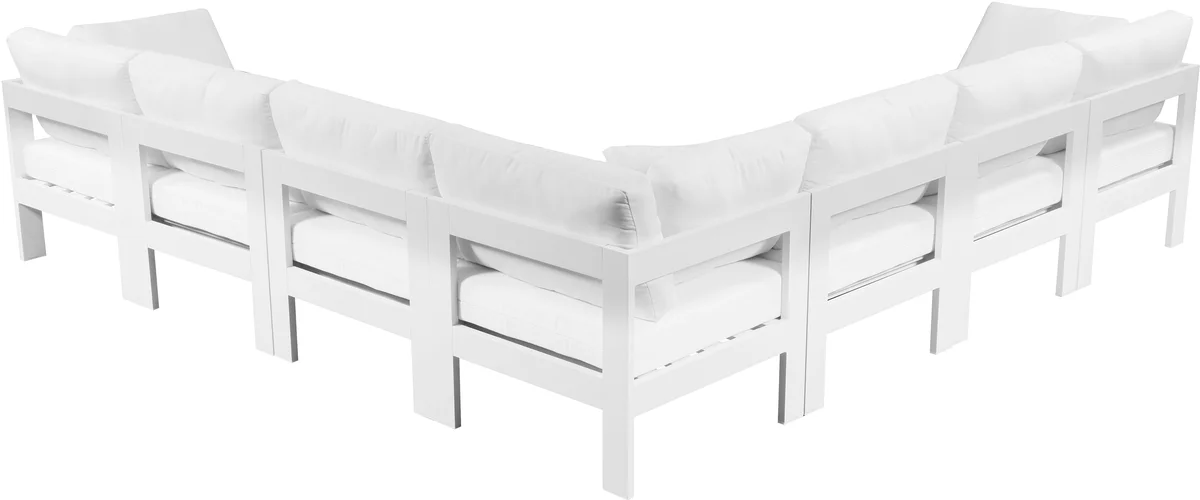 Nizuc - Outdoor Patio 7 Piece Modular Corner Sectional With White Frame - White