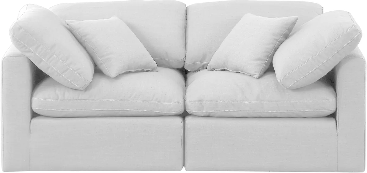 Indulge - Linen 2 Seat Modular Sofa - White - View 2