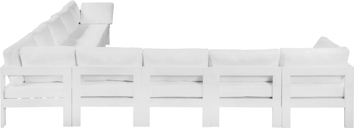 Nizuc - Outdoor Patio 9 Piece Modular Corner Sectional With White Frame - White