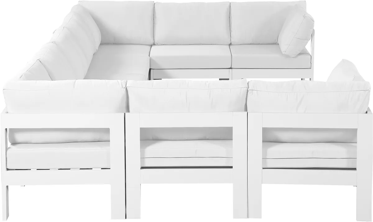 Nizuc - Outdoor Patio 9 Piece Modular Sectional With White Frame - White