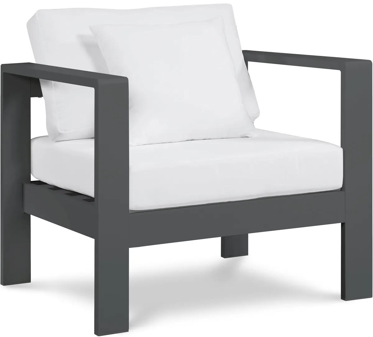 Nizuc - Outdoor Patio Arm Chair With Gray Frame - White