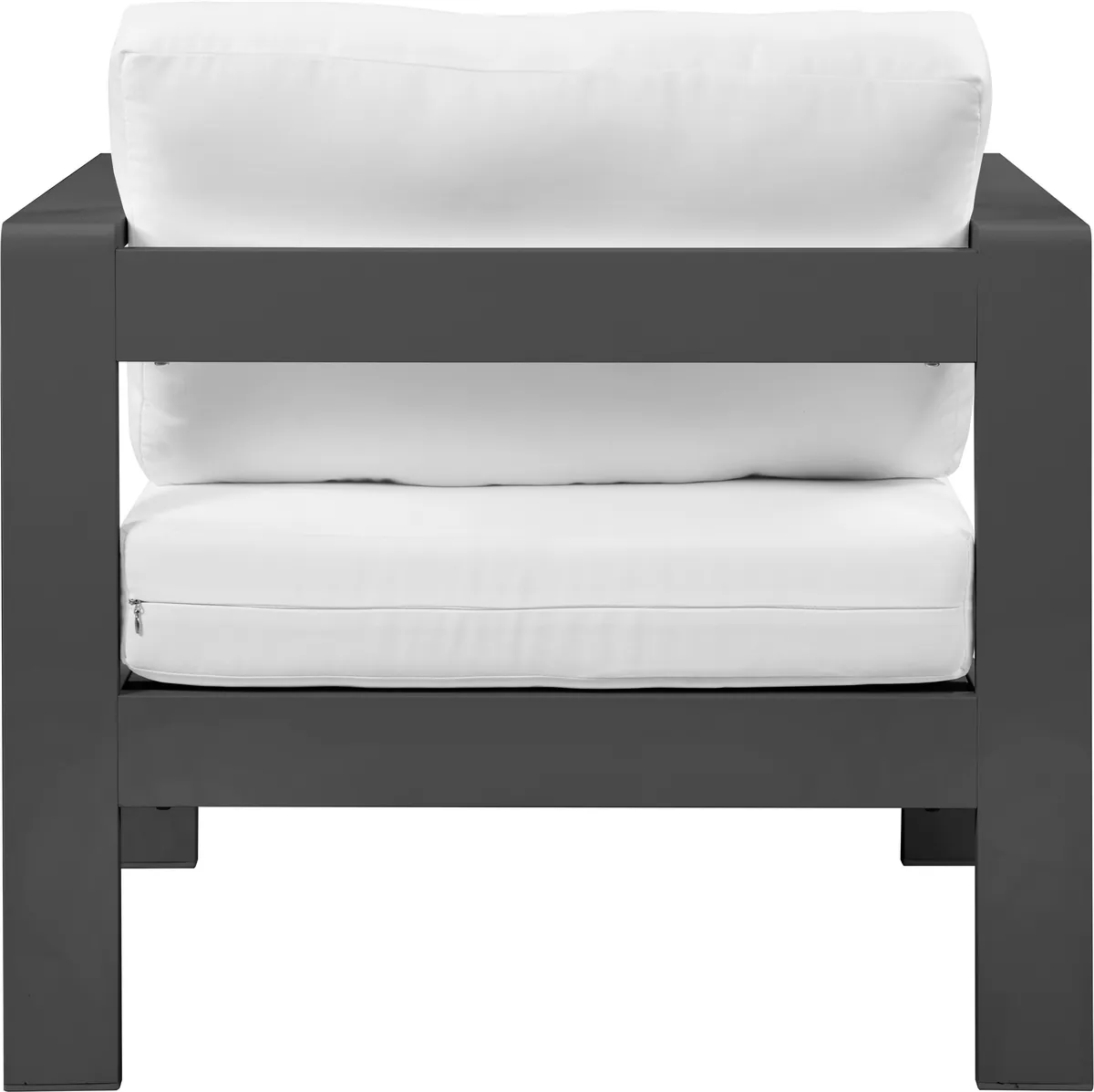 Nizuc - Outdoor Patio Arm Chair With Gray Frame - White