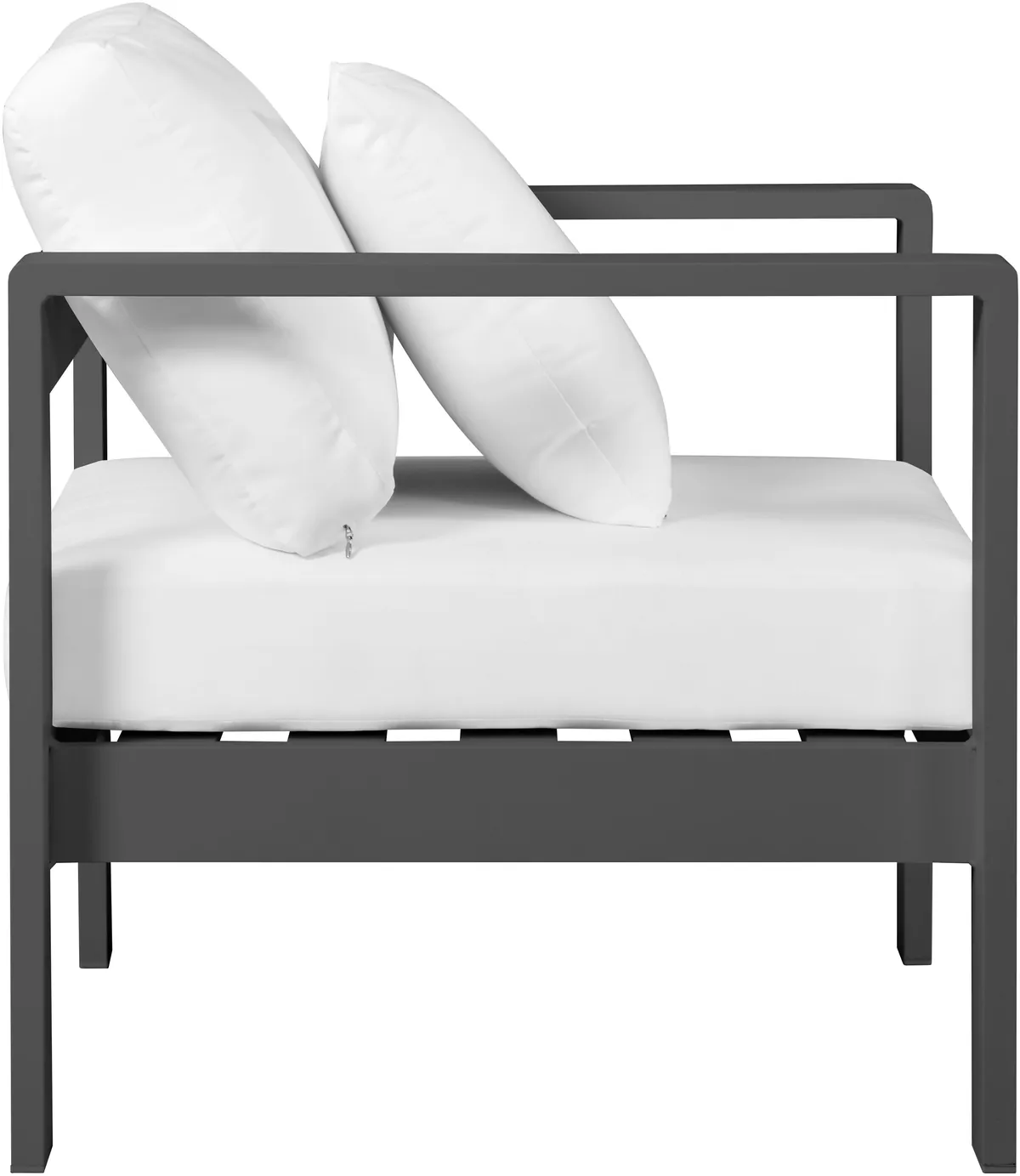 Nizuc - Outdoor Patio Arm Chair With Gray Frame - White