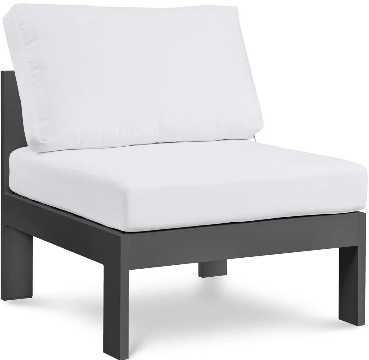 Nizuc - Outdoor Patio Armless Chair With Gray Frame - White