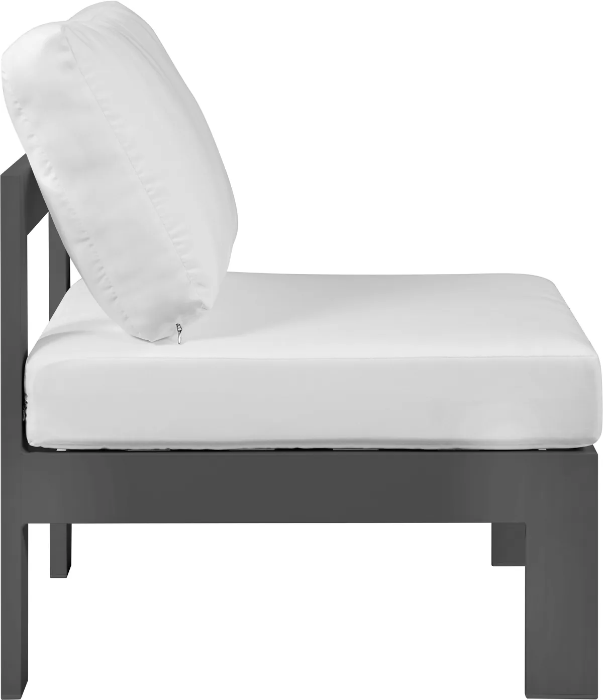 Nizuc - Outdoor Patio Armless Chair With Gray Frame - White