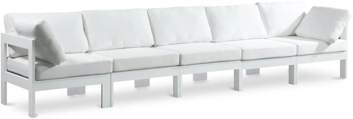 Nizuc - Outdoor Patio 5 Seat Modular Sofa With White Frame - White
