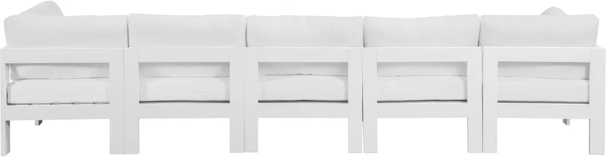 Nizuc - Outdoor Patio 5 Seat Modular Sofa With White Frame - White