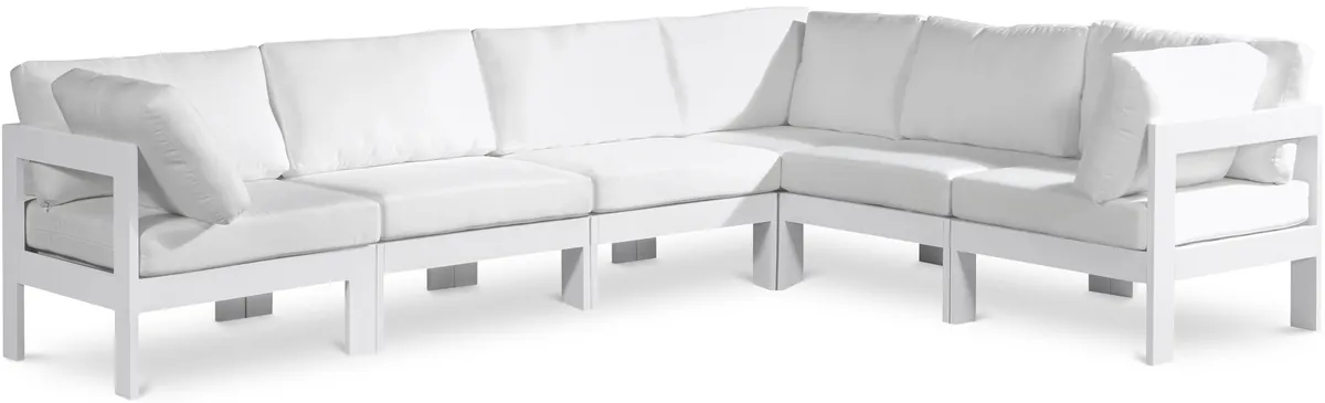 Nizuc - Outdoor Patio 6 Piece Modular Sectional With White Frame - White