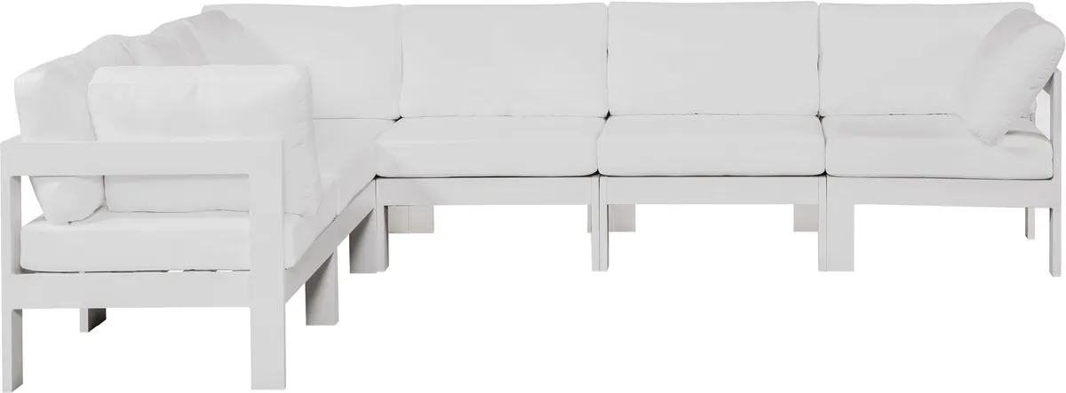 Nizuc - Outdoor Patio 6 Piece Modular Sectional With White Frame - White