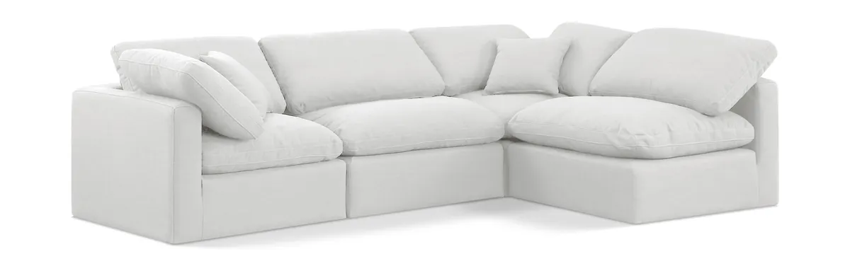Indulge - Linen 4 Piece Modular Sectional - White