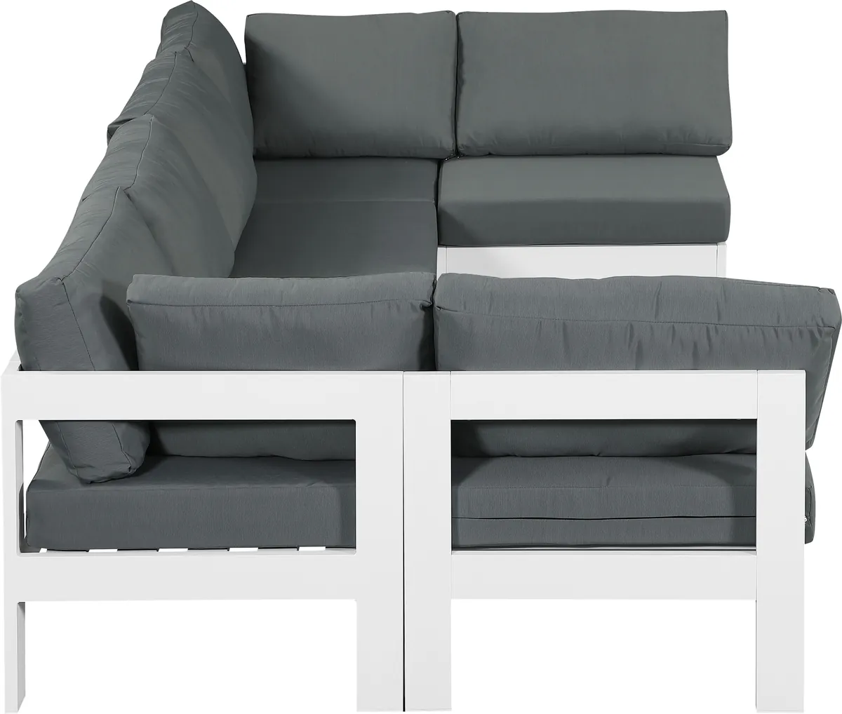 Nizuc - Outdoor Patio 6 Piece Modular U-Shaped Sectional With White Frame - Gray