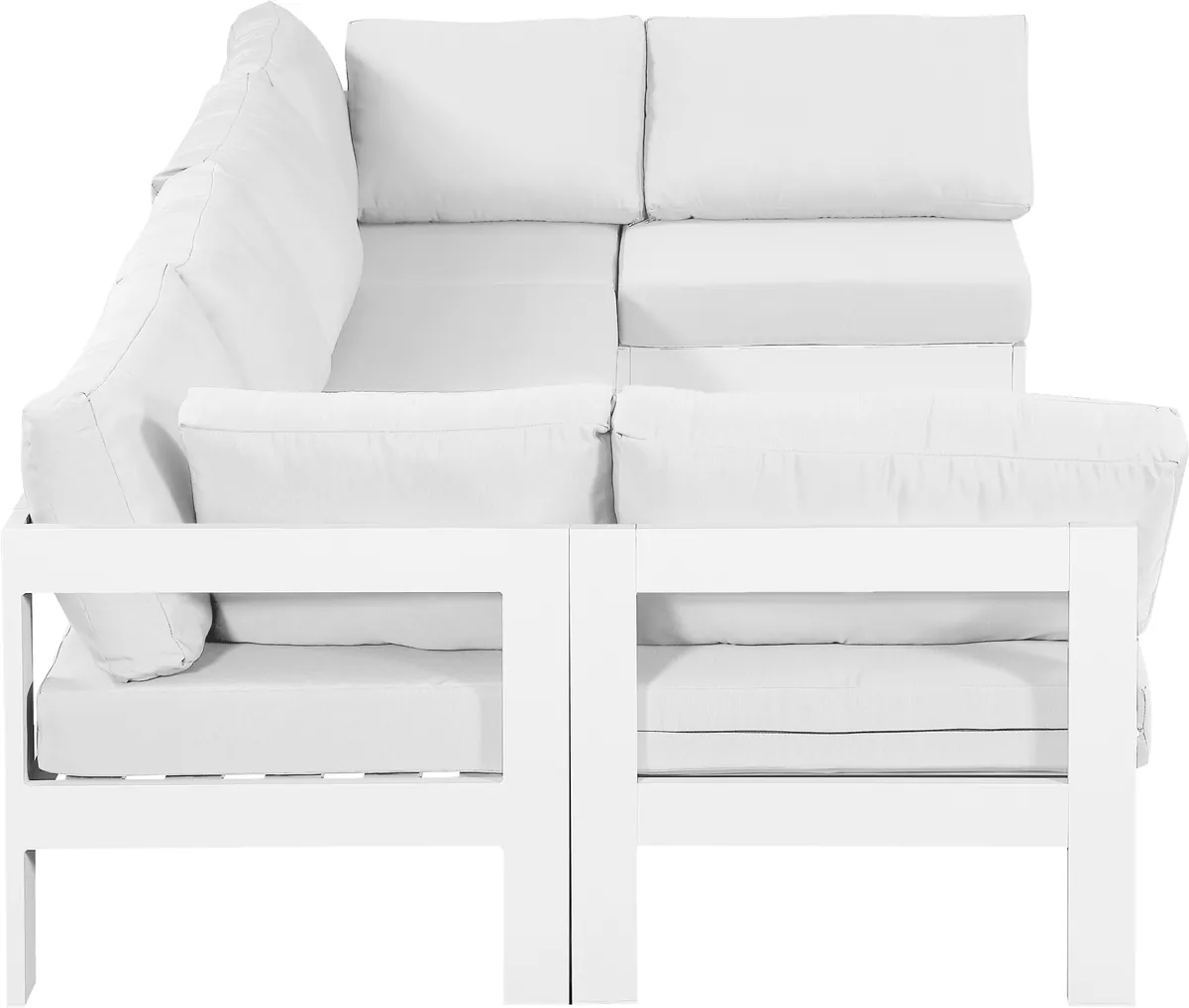 Nizuc - Outdoor Patio 6 Piece Modular U-Shaped Sectional With White Frame - White