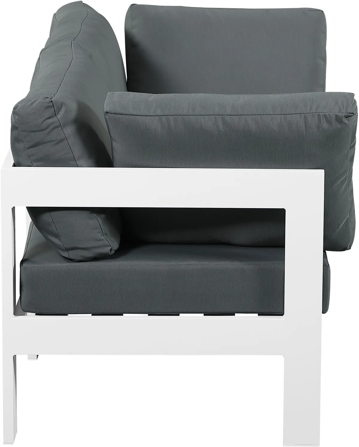 Nizuc - Outdoor Patio 2 Seat Modular Sofa With White Frame - Gray