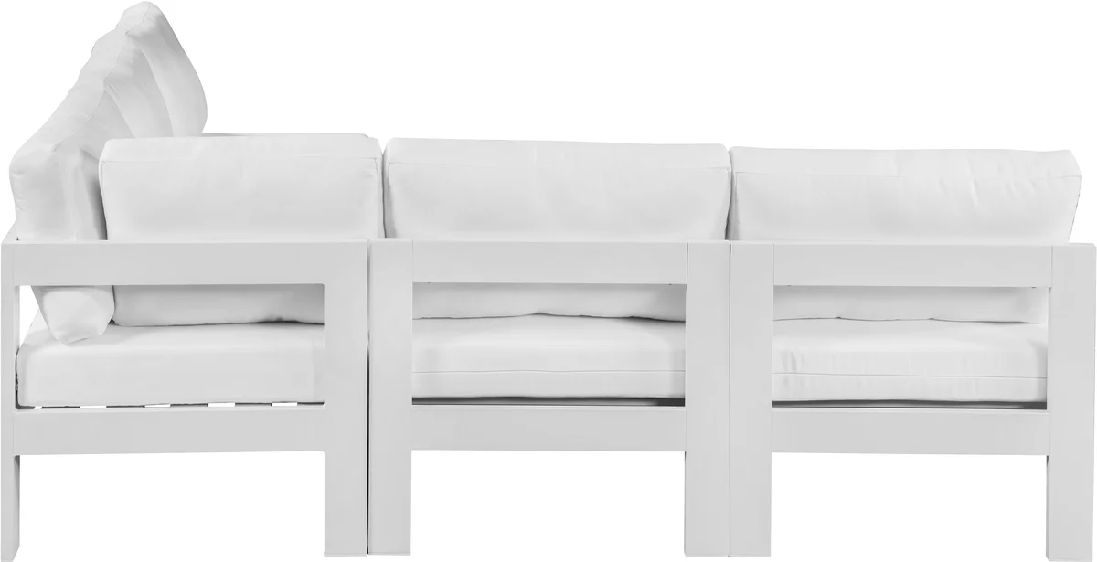 Nizuc - Outdoor Patio 5 Piece Modular Corner Armless Sectional With White Frame - White
