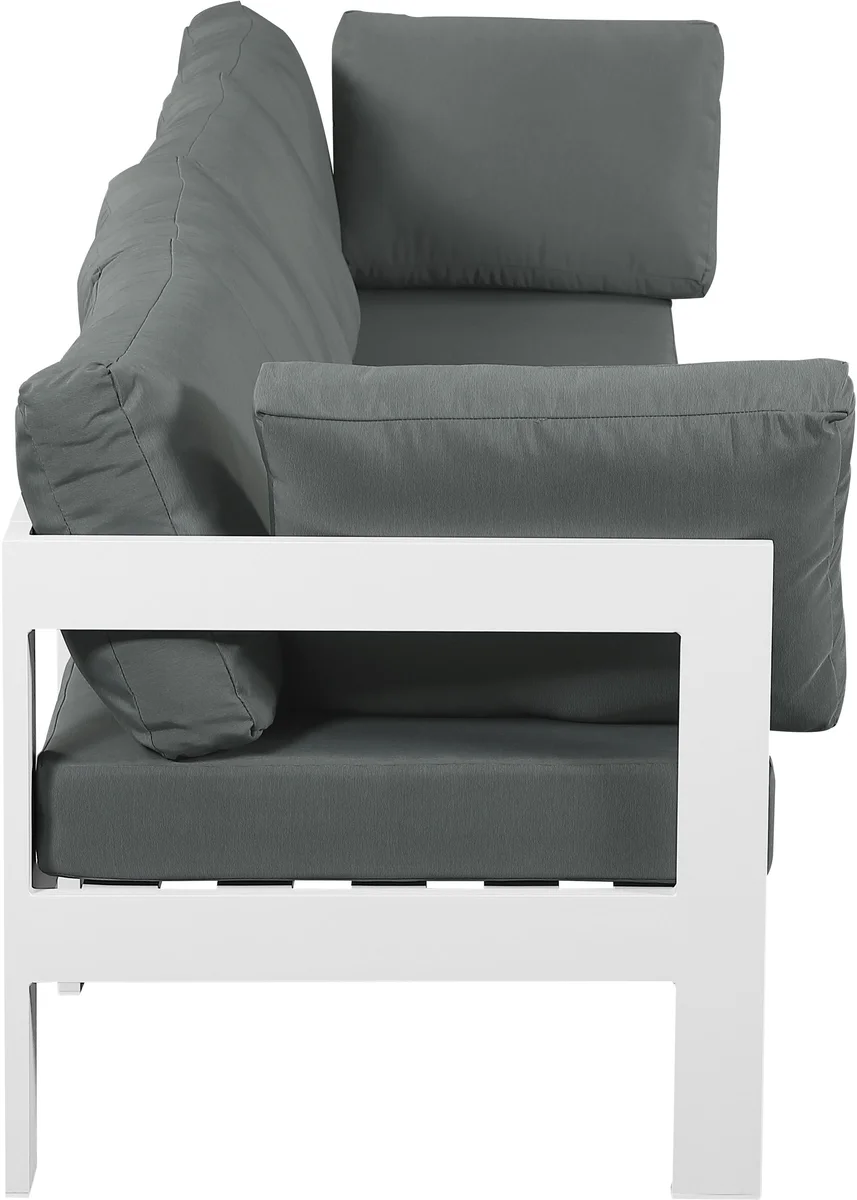 Nizuc - Outdoor Patio 4 Seat Modular Sofa With White Frame - Gray