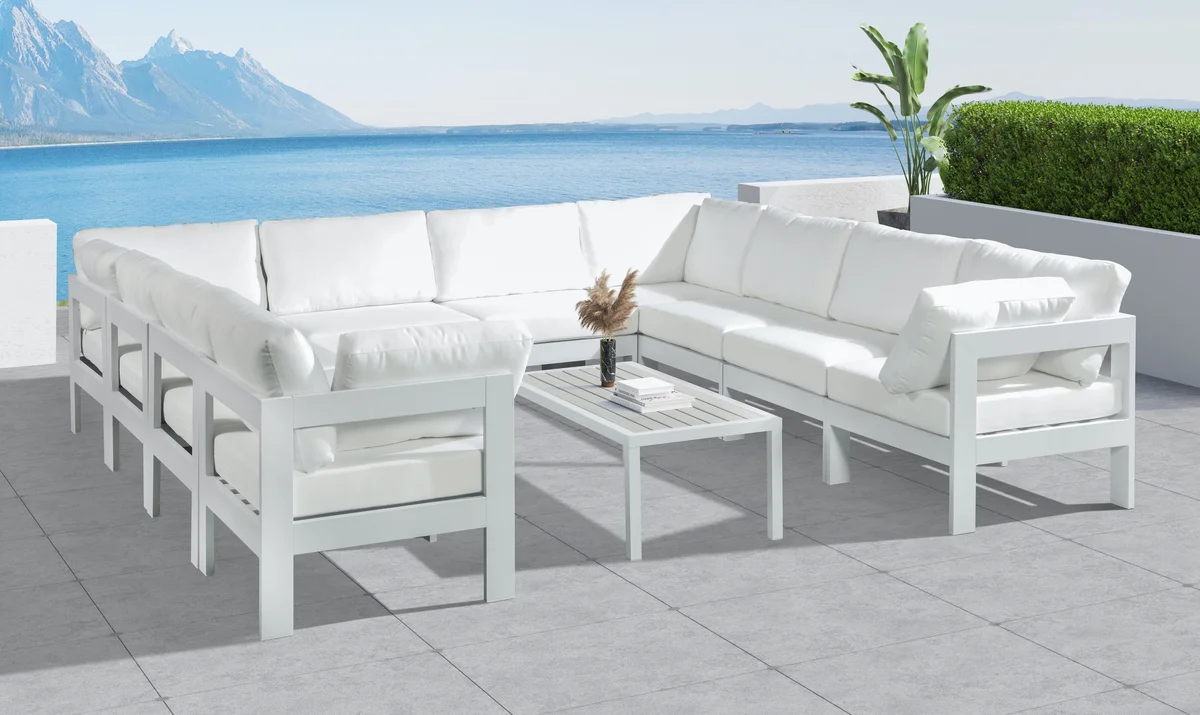 Nizuc - Outdoor Patio 10 Piece Modular Sectional With White Frame - White - View 2