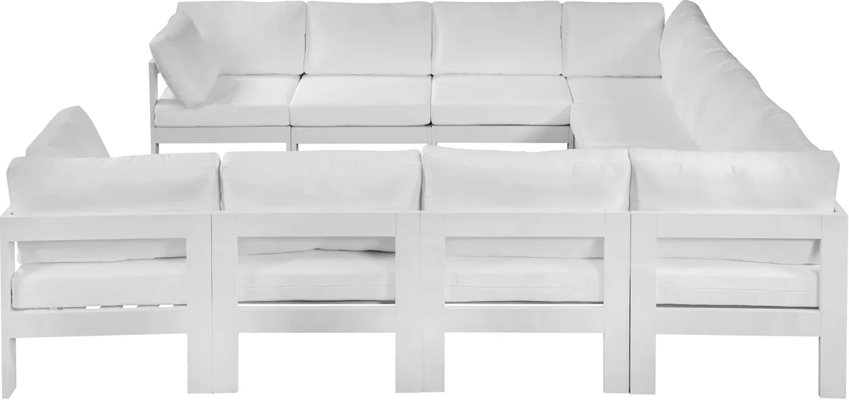 Nizuc - Outdoor Patio 10 Piece Modular Sectional With White Frame - White