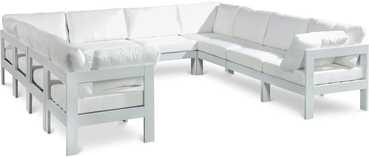 Nizuc - Outdoor Patio 10 Piece Modular Sectional With White Frame - White
