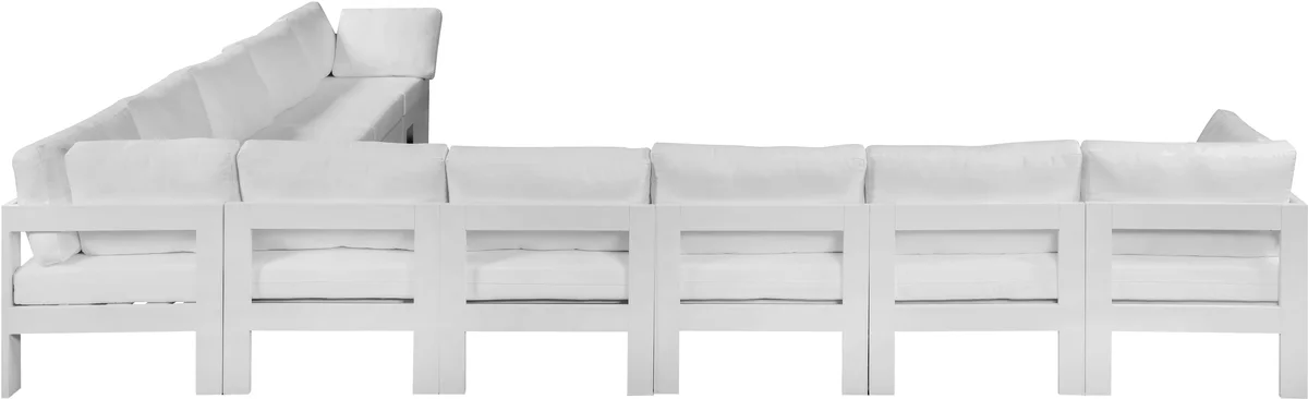 Nizuc - Outdoor Patio 10 Piece Modular Corner Sectional With White Frame - White