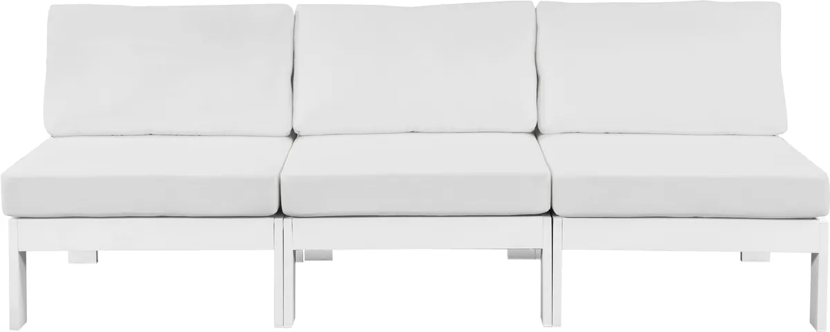 Nizuc - Outdoor Patio 3 Seat Armless Modular Sofa With White Frame - White
