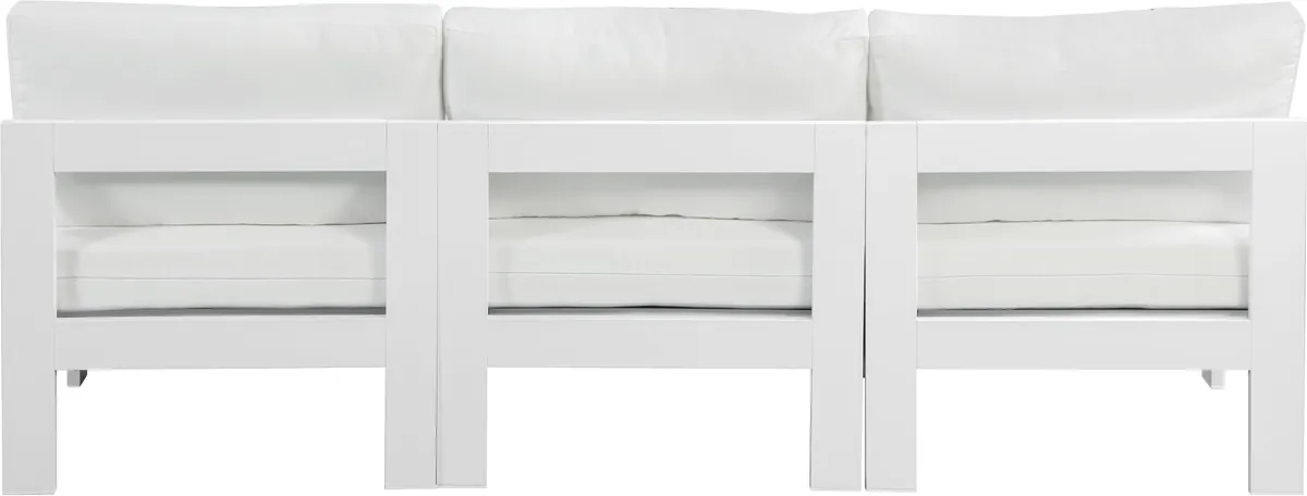 Nizuc - Outdoor Patio 3 Seat Armless Modular Sofa With White Frame - White