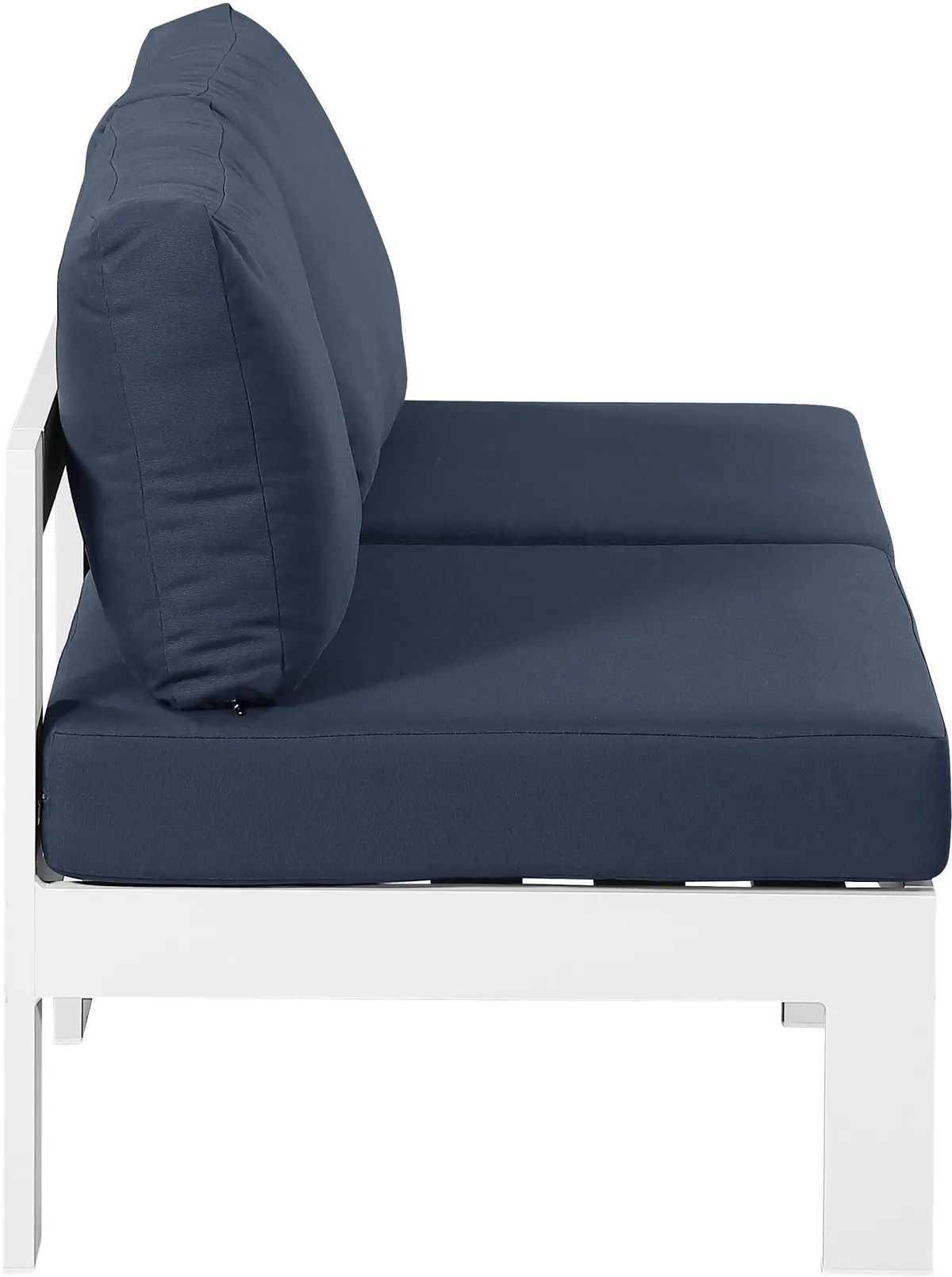 Nizuc - Outdoor Patio 2 Seat Armless Modular Sofa With White Frame - Navy