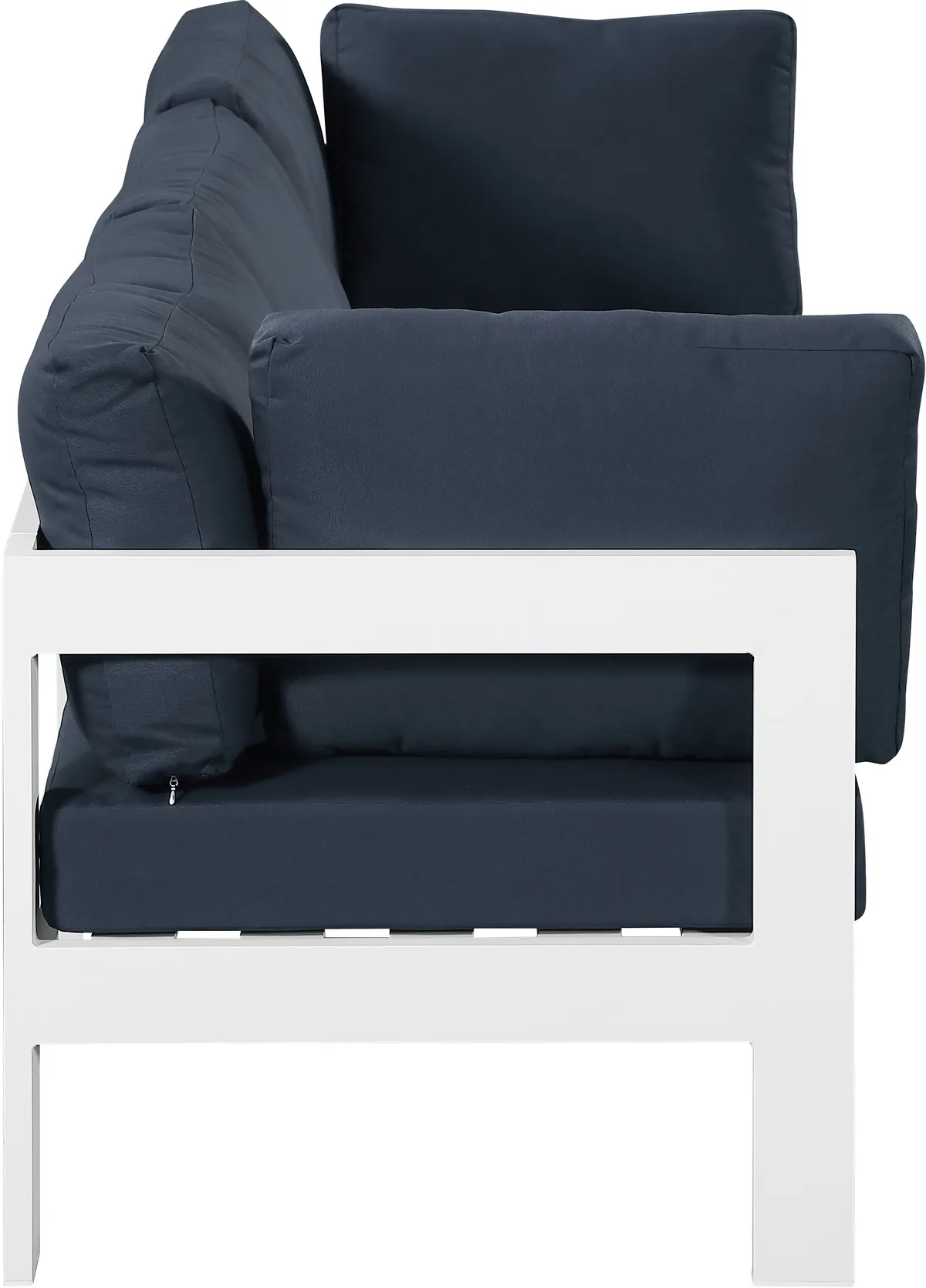 Nizuc - Outdoor Patio 3 Seat Modular Sofa With White Frame - Navy