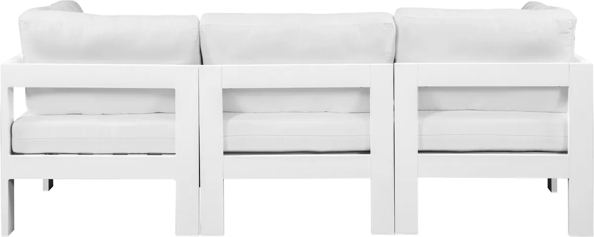 Nizuc - Outdoor Patio 3 Seat Modular Sofa With White Frame - White