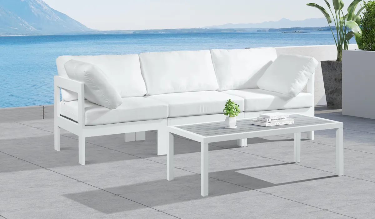 Nizuc - Outdoor Patio 3 Seat Modular Sofa With White Frame - White - View 2